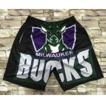 Men's Milwaukee Bucks Black Big Face Mitchell Ness Hardwood Classics Soul Swingman Throwback Shorts