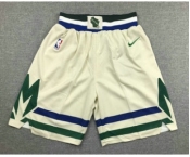 Men's Milwaukee Bucks Cream 2020 City Edition NBA Swingman Shorts