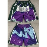 Men's Milwaukee Bucks Purple Green Shorts (Run Small)