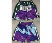 Men's Milwaukee Bucks Purple Green Shorts (Run Small)