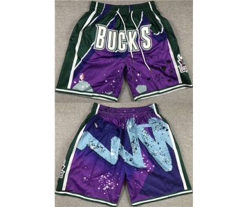 Men's Milwaukee Bucks Purple Green Shorts (Run Small)