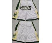 Men's Milwaukee Bucks White Shorts (Run Small)