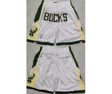 Men's Milwaukee Bucks White Shorts (Run Small)