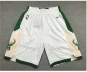 Men's Milwaukee Bucks White Stitched NBA Nike Swingman Shorts