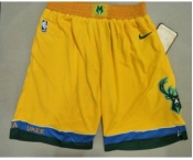 Men's Milwaukee Bucks Yellow City Edition With Pocket Nike Swingman Shorts