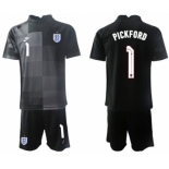 Men's England #1 Pickford Black Goalkeeper Soccer Jersey Suit