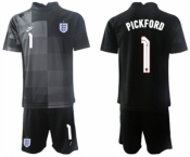 Men's England #1 Pickford Black Goalkeeper Soccer Jersey Suit