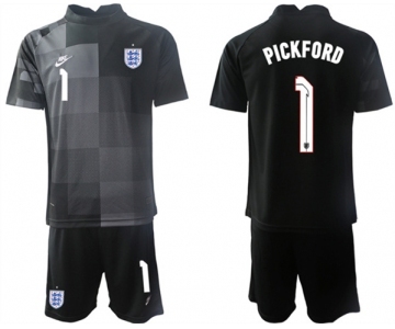 Men's England #1 Pickford Black Goalkeeper Soccer Jersey Suit