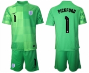 Men's England #1 Pickford Green Goalkeeper Soccer Jersey Suit