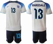 Men's England #13 Ramsdale White Home Soccer Jersey Suit