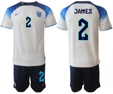 Men's England #2 James White Home Soccer Jersey Suit