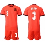 Men's England #3 Shaw Orange Away Soccer Jersey Suit