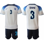 Mens England #3 Shaw White Home Soccer Jersey Suit