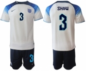 Men's England #3 Shaw White Home Soccer Jersey Suit