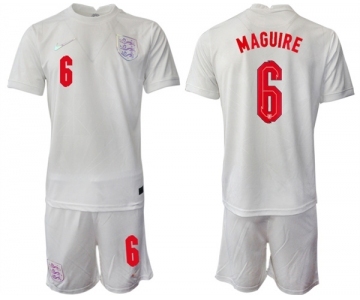 Mens England #6 Maguire White Home Soccer Jersey Suit