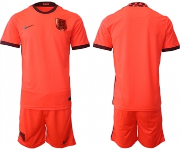 Mens England Blank Orange Away Soccer Jersey Suit