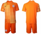 Men's England Blank Orange Goalkeeper Soccer Jersey Suit