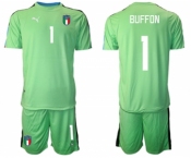 Mens Italy #1 Buffon Green Goalkeeper Soccer Jersey Suit