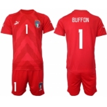 Men's Italy #1 Buffon Red Goalkeeper Soccer Jersey Suit