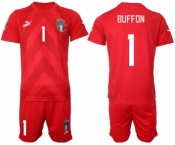 Men's Italy #1 Buffon Red Goalkeeper Soccer Jersey Suit