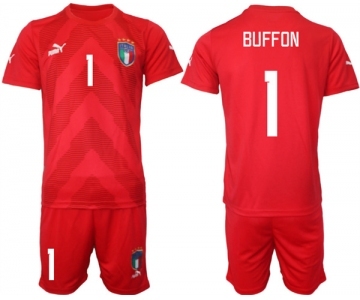 Men's Italy #1 Buffon Red Goalkeeper Soccer Jersey Suit