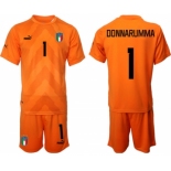 Men's Italy #1 Donnarumma Orange Goalkeeper Soccer Jersey Suit