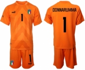 Men's Italy #1 Donnarumma Orange Goalkeeper Soccer Jersey Suit