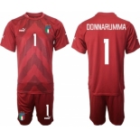 Men's Italy #1 Donnarumma Red Goalkeeper Soccer Jersey Suit