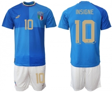 Men's Italy #10 Insigne Blue Home Soccer Jersey Suit