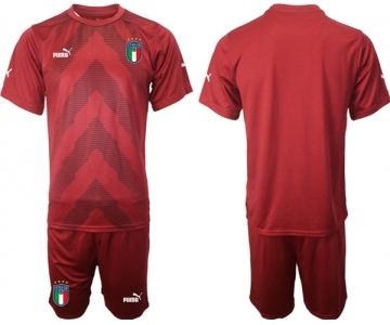 Men's Italy Blank Red Goalkeeper Soccer Jersey Suit