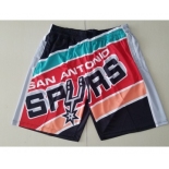 Men's San Antonio Spurs Black Big Face Mitchell Ness Hardwood Classics Soul Swingman Throwback Shorts