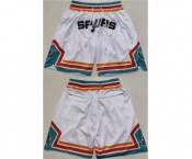 Men's San Antonio Spurs White Shorts (Run Smaller)