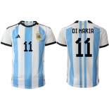 Men 2022 Season Argentina #11 DI Maria aaa version white  Soccer Jersey