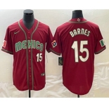 Men's Mexico Baseball #15 Austin Barnes Number 2023 Red White World Classic Stitched Jersey