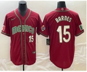 Men's Mexico Baseball #15 Austin Barnes Number 2023 Red White World Classic Stitched Jersey