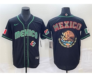 Men's Mexico Baseball 2023 Black Team Big Logo World Baseball Classic Stitched Jersey