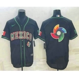 Men's Mexico Baseball 2023 Black World Big Logo Classic Stitched Jersey