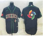 Men's Mexico Baseball 2023 Black World Big Logo Classic Stitched Jersey