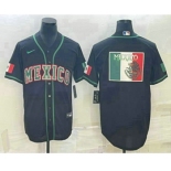 Men's Mexico Baseball 2023 Black World Big Logo Classic Stitched Jerseys