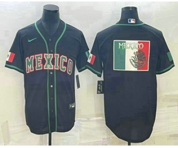 Men's Mexico Baseball 2023 Black World Big Logo Classic Stitched Jerseys