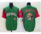 Men's Mexico Baseball 2023 Green Team Big Logo World Baseball Classic Stitched Jersey1