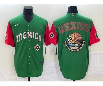 Men's Mexico Baseball 2023 Green Team Big Logo World Baseball Classic Stitched Jersey1