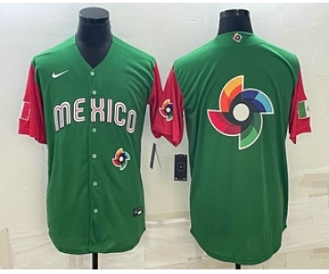 Men's Mexico Baseball 2023 Green World Big Logo With Patch Classic Stitched Jerseys