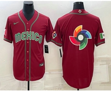 Men's Mexico Baseball 2023 Red World Baseball Big Logo Classic Stitched Jerseys