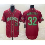 Men's Mexico Baseball #32 Joey Meneses Number 2023 Red World Classic Stitched Jersey