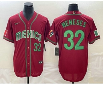 Men's Mexico Baseball #32 Joey Meneses Number 2023 Red World Classic Stitched Jersey