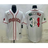 Men's Mexico Baseball #34 Fernando Valenzuela 2023 White World Classic Stitched Jersey