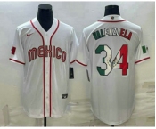 Men's Mexico Baseball #34 Fernando Valenzuela 2023 White World Classic Stitched Jersey