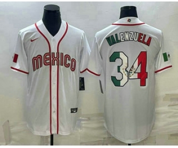 Men's Mexico Baseball #34 Fernando Valenzuela 2023 White World Classic Stitched Jersey