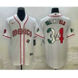 Men's Mexico Baseball #34 Fernando Valenzuela 2023 White World Classic Stitched Jerseys